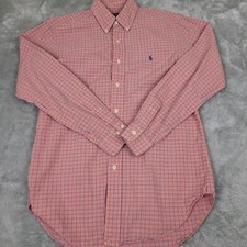 Ralph Lauren Dress Shirt 15 32/33 Purple Pony Long Sleeve Pink Orange Purple