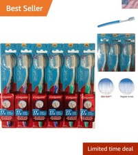 Pack of 6 Extra Soft Toothbrushes with Tongue Scraper - Ideal for Sensitive Gums