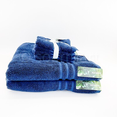 6Pcs Loft Revive  Towels 2 Bath 4 Washcloth  Oeko Tex Blue New