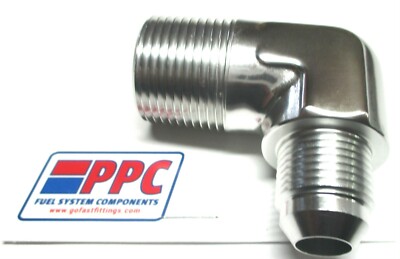 12 an X To 3/4'' NPT 90 degree Elbow Adapter SimChrome Polished Silver Aluminum