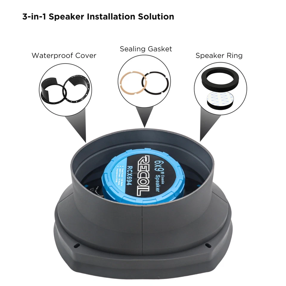 Kits deflectores de altavoces de coche de silicona plegable Recoil SPB69-DM 6X9”, un par Foto 3 de 4