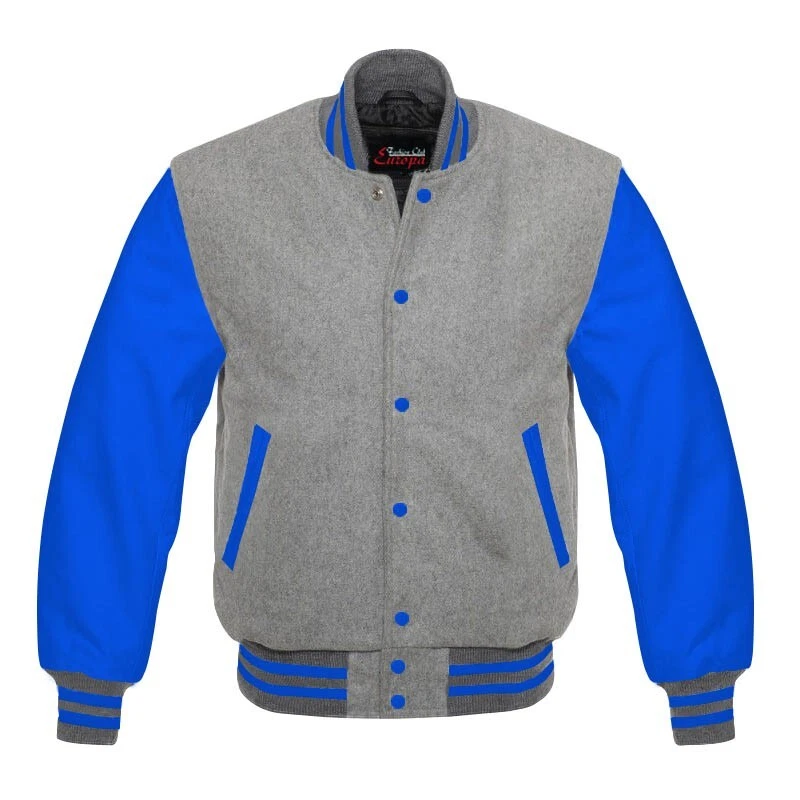 Letterman Style Vasity Jacket Men Wool Snap Closure Leather Sleeves - product detail image 17