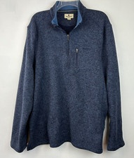 Woolrich Pullover Mens XXL Long Sleeve 1/4 Zip Fleece Blue Heather Read