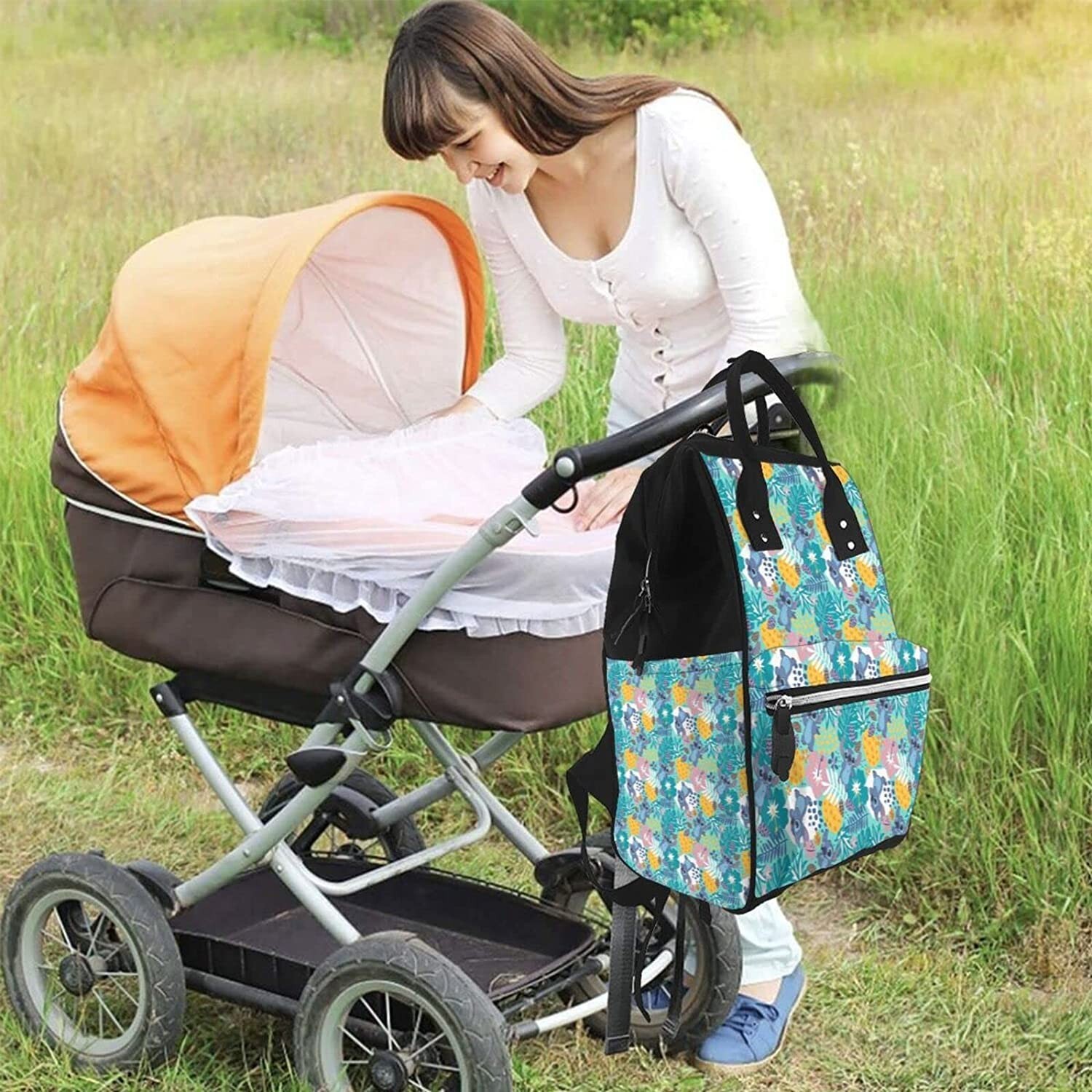 Alien Pattern Diaper Bag Mummy Backpack Portable Multifunction Cute Travel Backp