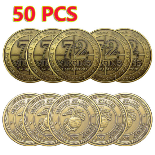 50PCS Challenge Coin 72 Virgins Dating Service US Army Marine Corps Collectible - Picture 1 of 11