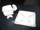 Rare Antique Stafford Gold Stitch Square Cup & Saucer Hand Painted Roses — photo 2