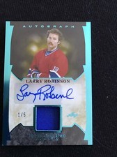 Larry Robinson 2022-23 Leaf Hockey Platinum Blue Game Used Jersey Auto 1/5
