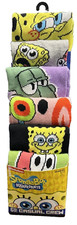 6 Pairs SPONGEBOB SQUAREPANTS Casual Crew Socks Bioworld Men's Shoe Size 8-12