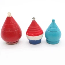 3 Vintage Wood Spinning Tops Duncan Whirl Away and Old Dutch Wooden Top Lot
