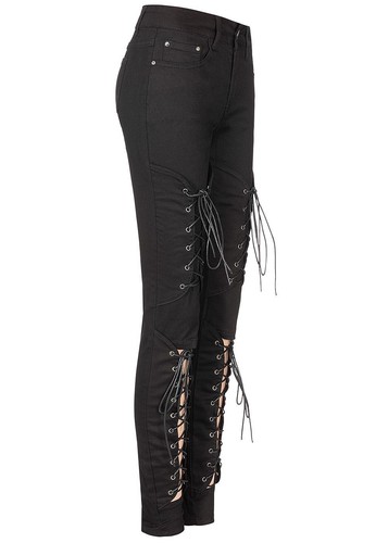 Damen 77 Lifestyle Jeans Cut Out Lace Up Skinny Hose schwarz denim N19037026 - Bild 2 von 3