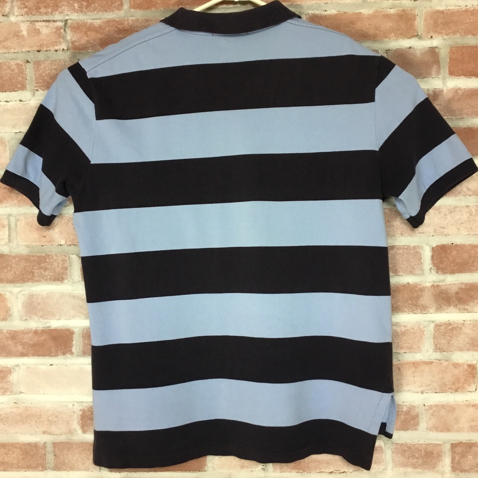 Polo Ralph Lauren Blue Striped Rugby Shirt Mens XL Short Sleeve VTG No