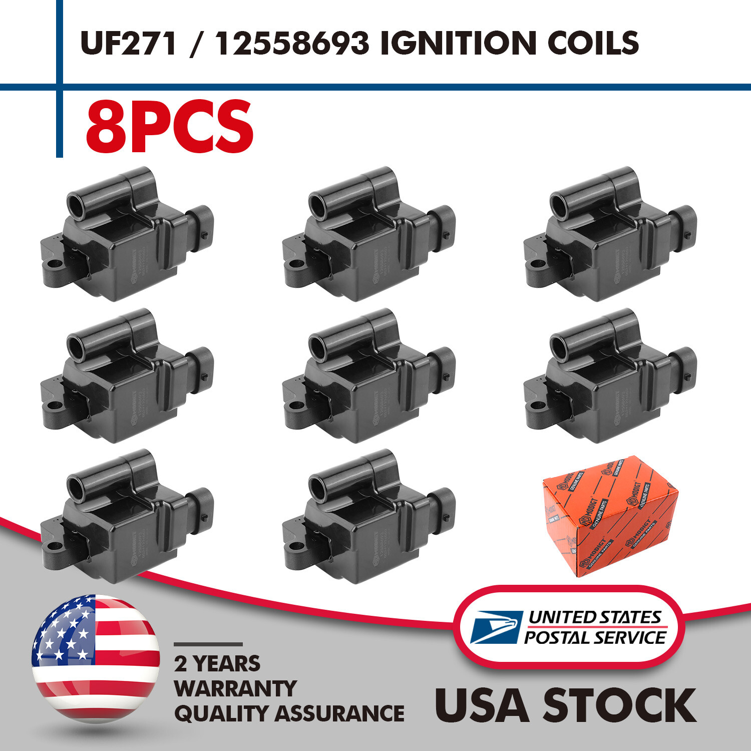 High Performance Square Ignition Coils for Chevy GMC 4.8L 5.3L 6.0L 8.1L UF271