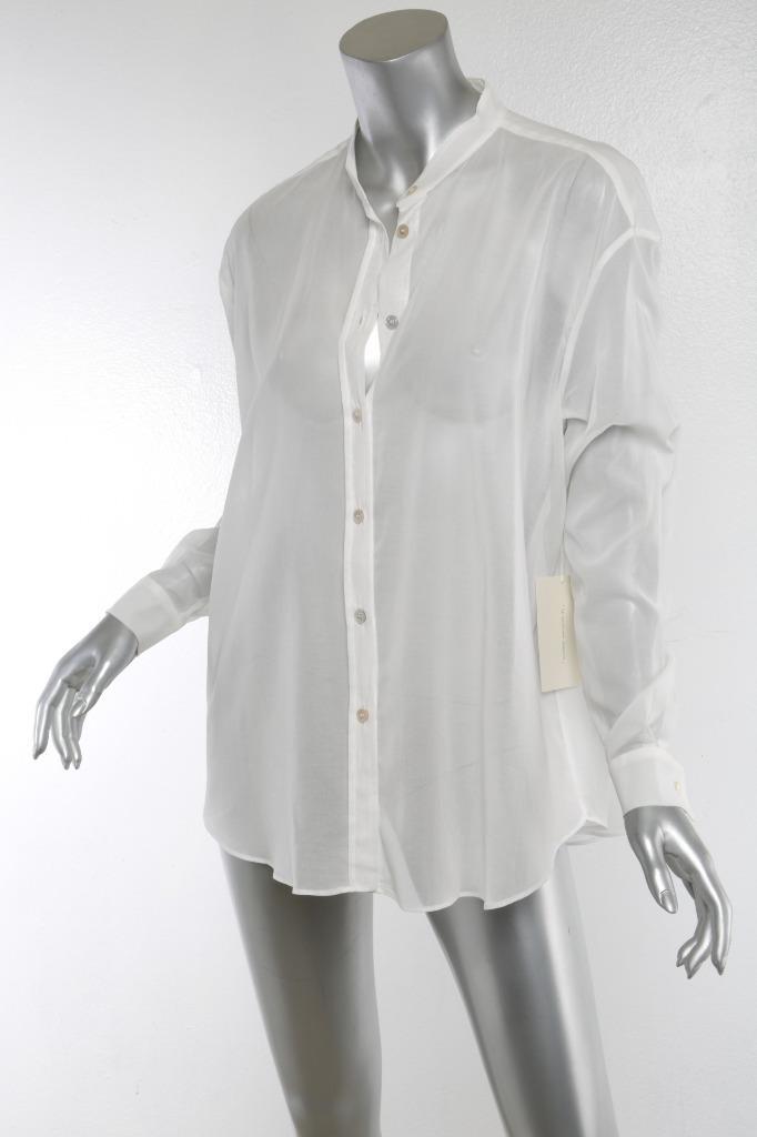 LA GARCONNE MODERNE Womens White Cotton Organza Sheer Shirt Top - Main Image