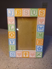 Jesus Loves Me Baby Blocks Photo Frame Photo Abby Press Made in U.S.A. Baptism