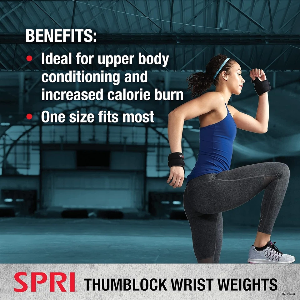 Juego de pesas de muñeca SPRI Thumblock brazo para mujeres y hombres 4 libras, negro  Foto 2 de 4