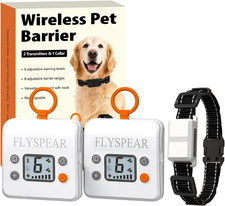 Wireless Pet Barrier with 2 Transmitters - Rechargeable Indoor Barrier with 6 Ad
