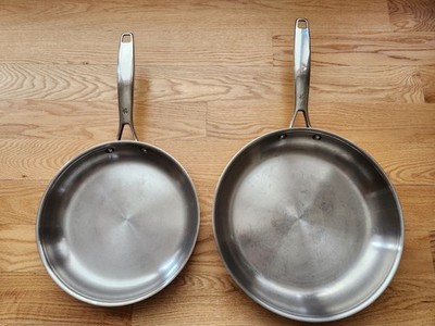 Zwilling J.A. Henckels 12.5  & 10.5  Stainless Steel Tri-Ply Fry Pans Used- Good