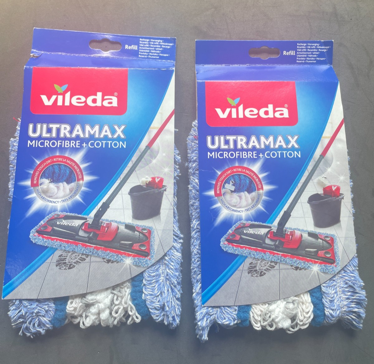 2pcs Vileda Ultramax Flat Mop Replacement Microfibre + Cotton