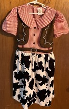 5-6 Year Old Cowgirl Costume Western Cow-print Outfit For Girls