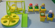 Vtg FP LITTLE PEOPLE 923 Play Family School DESKS CHAIR TEACHER SWING KIDS SLIDE