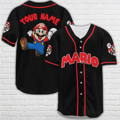 Personalized Mario Baseball Jersey Super Mario Baseball Shirt Video Game Jersey