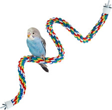 Bendable Fun Climbing Bird Cotton Rope Perch, Colorful Bungee Toy for Parrot, Bi