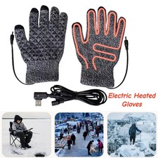 USB Heated Gloves Full Finger Touchscreen Winter Thermal Cycling Skiing Outdoor