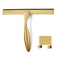 HIWARE All-Purpose Shower Squeegee for Doors, Bathroom, 10-Inch, Brass