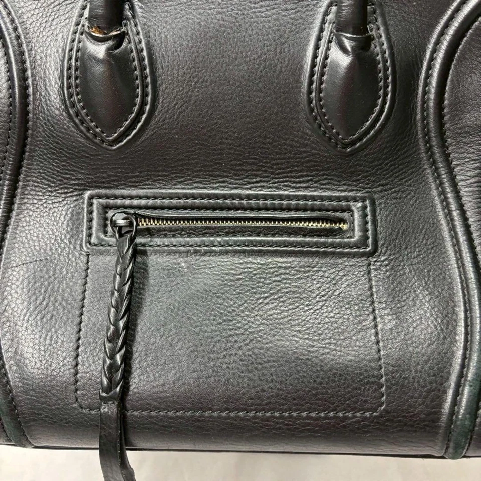 Bolso de hombro CELINE Luggage Phantom de cuero negro elegante✨ Foto 4 de 4