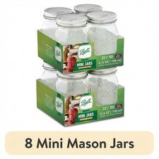 (2 pack) Ball 4 oz Mini Mason Jars with Lids, 4-Pack Glass Spice Jars for Herbs