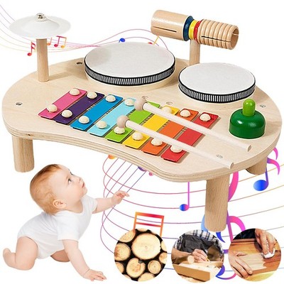 Montessori Holz Schlagzeug Set für Kinder Musikinstrument Trommel Lernspielzeug