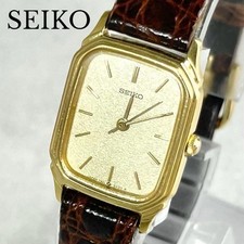 SEIKO watch, square shape, gold, battery replaced with a new one.