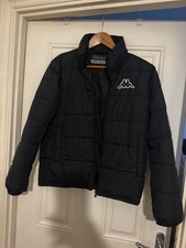 Kappa Puffer Jacket | Youth XXL (164 cm) | Black | Warm Quilted Coat | Streetwea