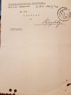 LINZ (DONAU): Faltbrief postgelaufen u. gestempelt 4.7.1940 Kapl.