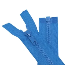 #5 9 inch Separating Jacket Zippers 2 PCS Blue Molded Plastic for Sewing