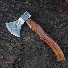 11" HAND FORGED DAMASCUS STEEL SMALL AXE CAMPING HATCHET WOOD CUTTING