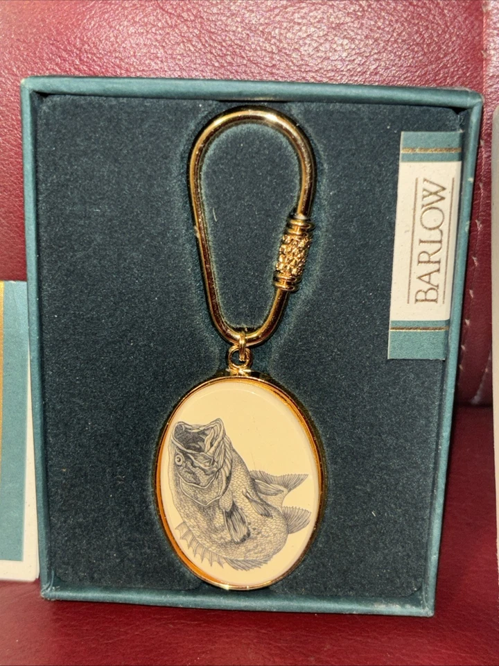 Llavero de latón Barlow Goose Geese Scene nuevo en caja vintage dorado crema hecho en EE. UU. Foto 2 de 4