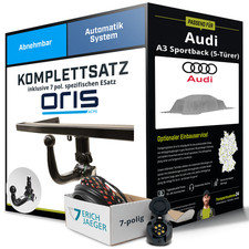 Für AUDI A3 Sportback Typ 8P Anhängerkupplung abnehmbar +eSatz 7pol 08-13 Kit