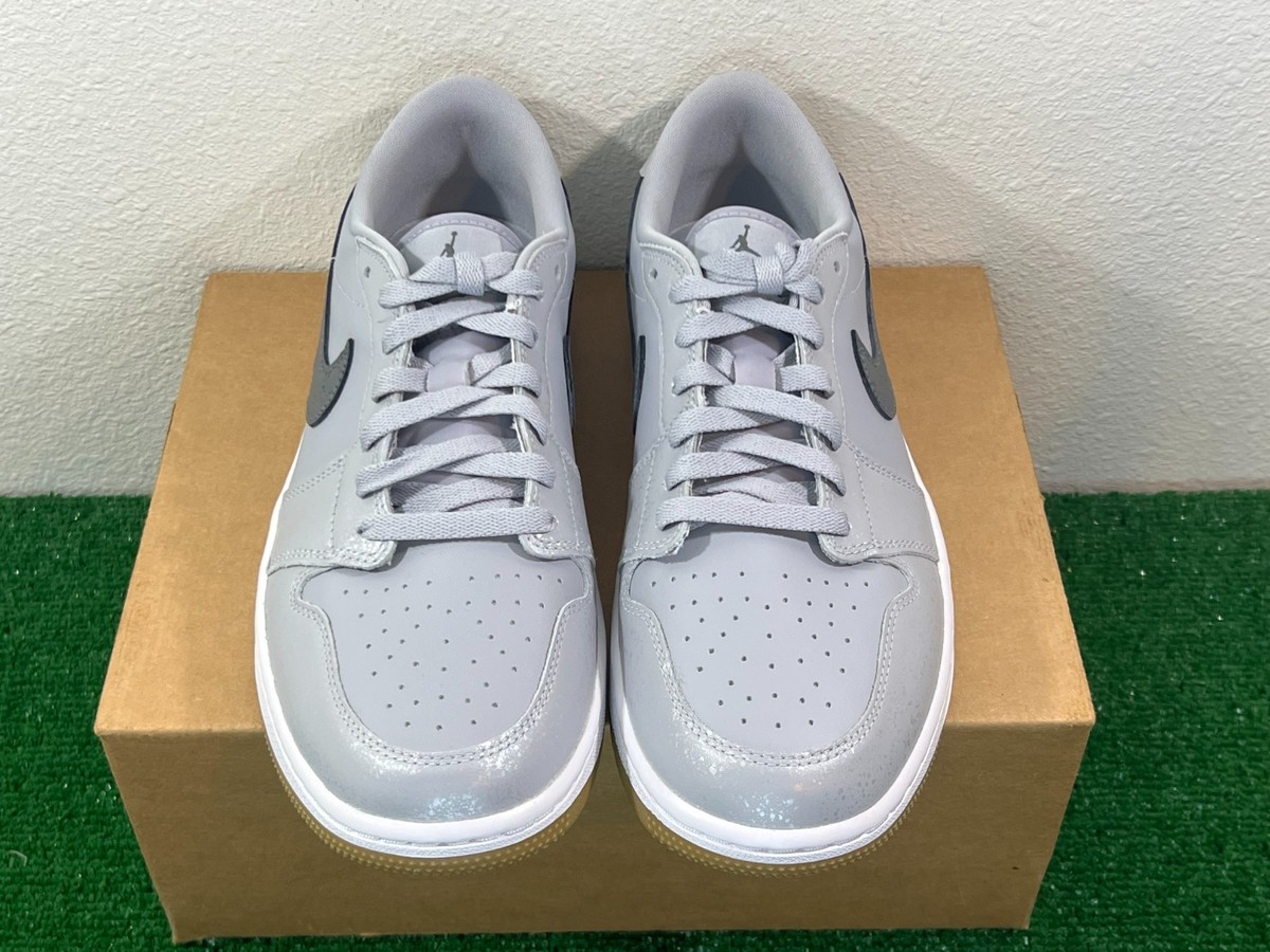 Sz 10.5 Men - Nike Air Jordan 1 Low Grey Gum Golf Shoes Spikeless