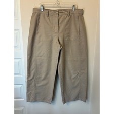 Eileen Fisher Wide Leg Cropped Khaki Pants Size Large