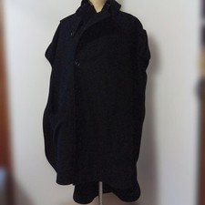 USED YOHJI YAMAMOTO BLACK COAT WITH DOUBLE-BREASTED PONCHO UNUSED