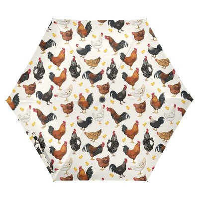 Cute Chicken Rooster Pattern Travel Umbrella Personalized Automatic Folding U...