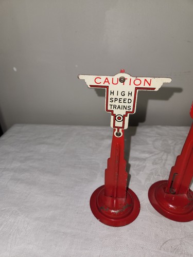 Señales de cruce vintage a escala O de Marx letrero de precaución hecho en EE. UU. 7,5" de alto - Imagen 2 de 7