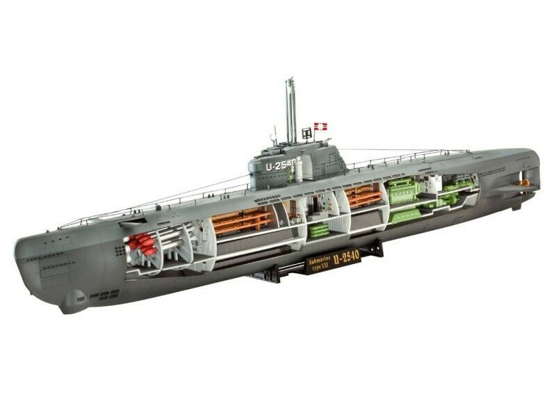 Sous-marin allemand Type XXI maquette plastique Revell 1/144 intérieur détaillé