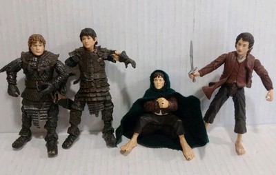 Lord Of The Rings Action Figures Lot Of 4, Sam Wise & 3 Frodo, ROTK, 2003 Toybiz