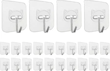 Heavy Duty Self Adhesive Hooks 24 Pack,33Lb Max,304 Stainless Steel Wall Hooks T