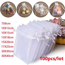 100PCS Sheer Organza Gift Bags Jewelry Pouches Wedding Party Candy Drawstring
