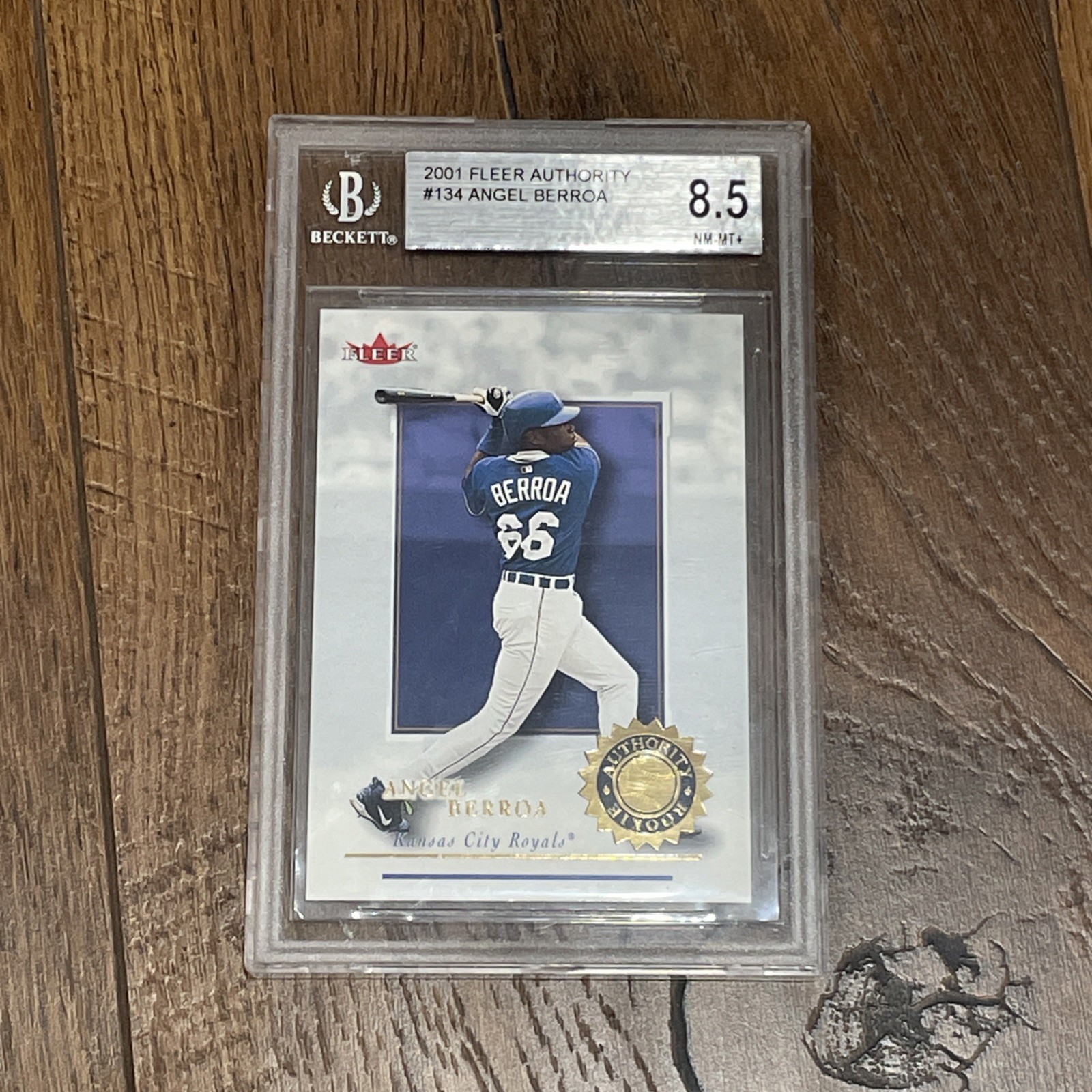 2001 Fleer Authority 134 Rookie Angel Berroa 0555/2001 Beckett Graded 8.5 Royals