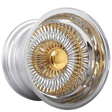 15x10 La Wire Wheels Reverse 100-spoke Sl Chrome With Gold Accents Rims 4pcs