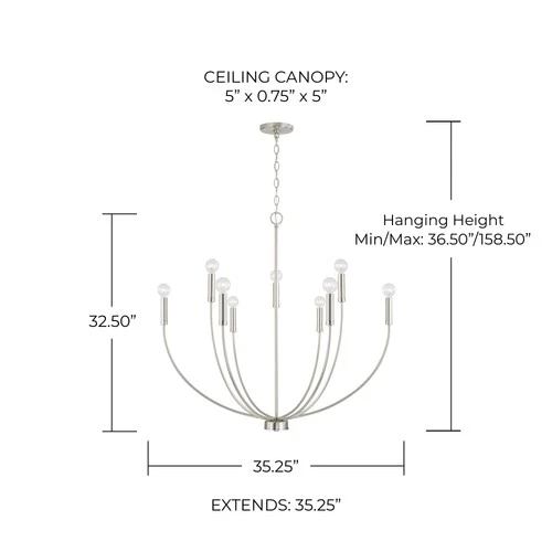 Capital Lighting 452191 Ansley 9 Light 35"W Taper Candle Style - Black - Picture 2 of 12